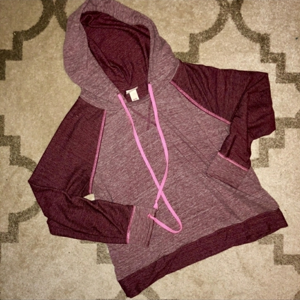 Maroon Mossimo Lightweight Hoodie Heathered Size Large Hooded Sweatshirt EUC